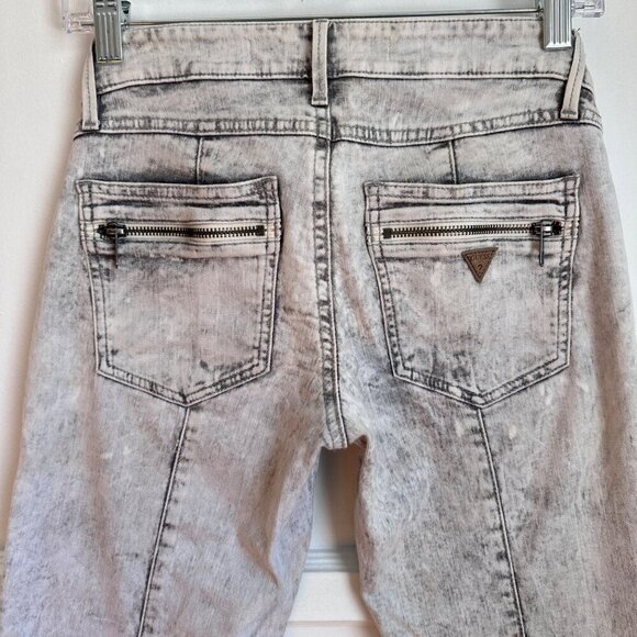 Guess Women's Low Rise Whitewash Moto Jeans Gray Sz 28 - Picture 8 of 12